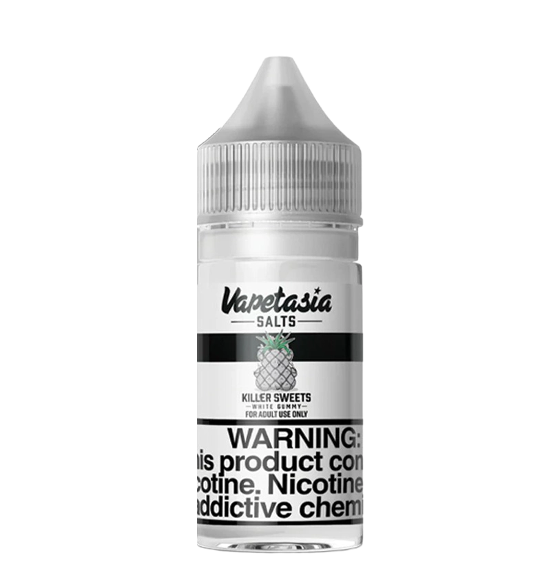 Vapetasia White Gummy 30mL mystery candy salt nic bottle