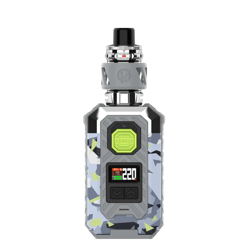 The powerful Vaporesso Armour Max Pod Kit showing dual-battery mod, iTank 2, and large color screen on a neutral background.