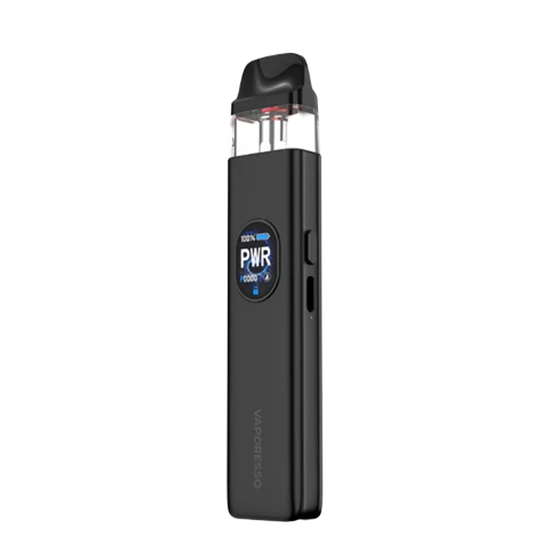 Vaporesso XROS 5 30W Pod System Kit - full-size metal alloy device with adjustable wattage and sleek carbon fiber pattern.