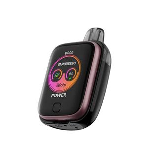 Vaporesso iMate OS Pod System - sleek device with 1.83" colour display, 6ml clear pod, and snap-on battery.