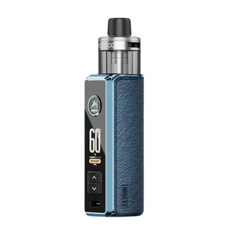 The VOOPOO Drag S3 Pod System Kit, highlighting its modern design, color screen, and integrated battery construction.